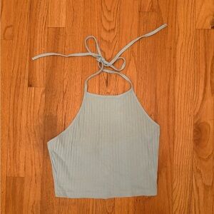 Light Blue Ribbed Halter Top